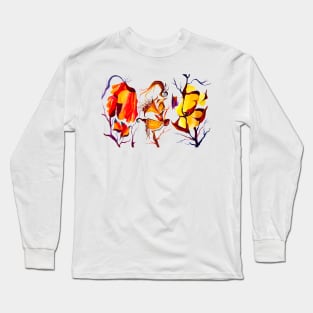 Watercolor Chic Elegant Artistic Flowers Long Sleeve T-Shirt